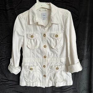 Gap, off white utility style jacket with roll tab sleeve, size XS